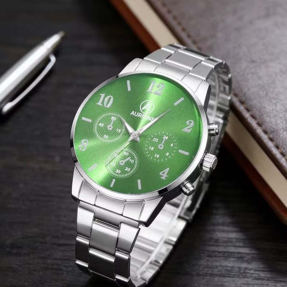 Aurionny Men's Stainless Steel Green Quartz Watch
